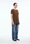 Comfortable Fit T-Shirt with Pocket Detail - Brown - 4