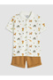 Lcw Baby Ecru Animal Patterned Boy's Shorts Set
