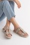 Gala Women's Beige Suede Buckle Detailed Comfortable Daily Slippers - 2