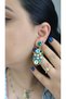 Women's Flower Detailed Gold Earrings |   Stylish Dangle Earrings with Stones |   Elegant Summer Combination Jewelry - 3