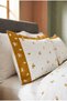 Maison Floral Embroidered and Ribbed 100% Cotton 6 Piece Double Mustard Duvet Cover Set - 3