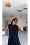 Navy Blue Padded Skirt Blouse Set - 4