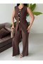 Women's Button Detailed Vest Trouser Set Stylish Two-Piece Set - 4