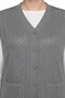 Women's Light Gray Buttoned Pocketed Knitwear Mother's Vest - 2