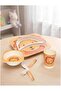 Bamboo Fiber Kids Crockery Set Having 5 Pieces - Eco Friendly (Lion Design) - 2