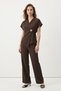 Coffee Flower Brooched Tie-Up Vest Trouser Set 5705 - 2