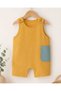 Baby Girl and Boy Muslin Fabric Shoulder Button Pocket Detailed Unisex Jumpsuit - 4
