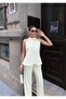 Women's Halter Neck Blouse and Wide Leg Pants Casual Summer Fabric Two-Piece Set - 2