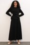 Women's Scarf Blouse Skirt Double Set 8077 - Black - 4