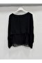 Black Italian Poncho Sleeve Lined Short Silk Blouse 38 - 42 Size - 3