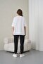 Women's Leopard Pattern Cherry Printed White Round Neck T-Shirt Black Jogger Sweatpants Set - 5