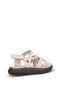 D26Ys-2740 Women's Genuine Leather Flat Sandals Cream - 5