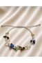 Gemini Zodiac Real Natural Stone Braided Bracelet - Gray Rope Aventurine Lapis Lazuli Tiger's Eye Crystal Quartz - 2