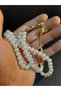 White Pearl Plastic Beads and Gold-Colored Metal Details, 99-Piece Prayer Beads. - 3