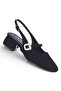 C12 Black Satin Women's 5 cm Heeled Shoes