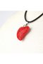 Red Howlite Natural Stone Heart Pendant - Love and Energy Themed Leather Cord Necklace - 3
