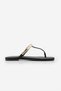 Women's Blunt Toe Flip Flops with Gold Metal Accessories, Daily Slippers, Lusina Black Satin - 3