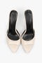 Women's Krista Ecru Skin Heeled Slippers - 3