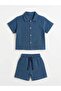 Boy's Cotton Blue Muslin Shirt Shorts Set - 4