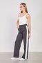 Women's Elastic Waist Loose Sweatpants with Ribbed Sides - Anthracite - 3
