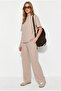 Women's Beige Comfortable Flexible Modal Top and Bottom Set 6126 60283949
