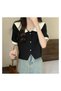 Vintage Knitwear Women's T-Shirt with Baby Collar Detail - 7