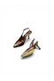 Patent Leather Women's Heeled Evening Dress Shoes Gold Detailed Stiletto Flat Open Back - 5