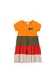 Cadmium Yellow Stone Bowknot Colorful Layered Girls' Short Sleeve Dress - 2