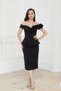 Floral Patterned Midi Pencil Dress - Black