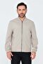 Beige Men's Seasonal Coat with Side Pockets and Zipper