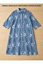 Plus Size Floral Print Shirt Collar Buttoned Capri Sleeve Above Knee Women's Dress - 2