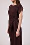 Drape detaylı dökümlü elbise - 5