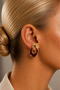 Kaia Women's Yellow Burgundy Enameled Organic Design Steel Stud Earrings - 2