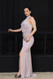 Silvery Halter Neck Long Evening Dress - Pudra - 5