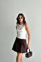 Lace Detail Zero Sleeve Degaje Blouse White - 4