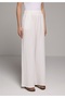 Regular Fit High Waist Wide Leg Women's White Trousers - 2