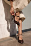 Paple Women's Brown Genuine Leather Suede Heel Sandals - 5