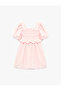 Balloon Sleeve Ruffle Detailed Cotton Dress