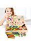 Wooden Multi- Learning Box 32*19*4cm with Counting Sticks Arithmetic Board Chalk for Ages 3+ - 3