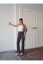 Women's Anthracite Crepe Fabric Lycra Front-Waist Spanish Flare Palazzo Trousers - 3