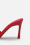 Red Patent Leather High-Heeled Slippers - 7