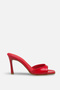 Red Patent Leather High-Heeled Slippers - 4