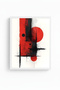 White Wooden Framed Abstract Geometric Pattern Painting - Red-Black |   Huhu1246