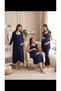 New Season Navy Blue Lace Detailed Straps 100% Cotton Special Design Maternity Dressing Gown Pajama Set with Breastfeeding Feature Nightgown Set of 4 - 4