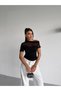 Women's Black One-Shoulder Transparent Tulle Detailed Stylish Sandy Blouse Hzl26S-Fry123871 - 4