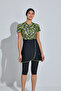 Short Sleeve Skirted Semi-Closed Swimsuit 6551 Black01 - 2