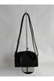 Women's Black Straw Hand and Shoulder Bag with Adjustable Long Strap and Zipper Closure Detail - 5