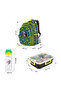 Dino School Bag Set w/ Bento Lunch Box & Spray Water Bottle – Green - 8