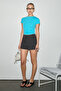 Hopewell Women's Round Neck Knitted Slim Fit Turquoise T-Shirt - 4