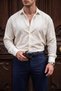 Rio cream colored soft linen look half oversize comfortable fit shirt - 2